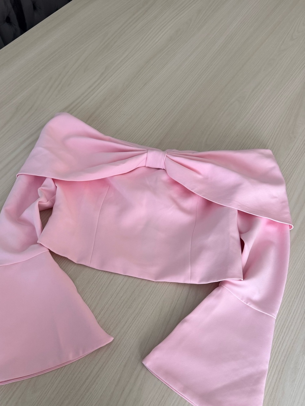 Fashion Nova Light Pink Bow-Detail Top